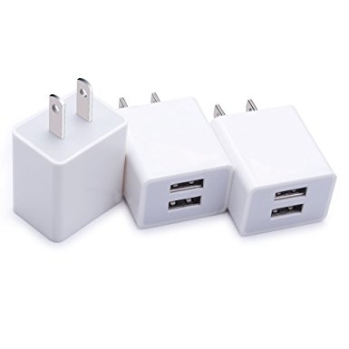 Wall Charger, NonoUV 3-Pack 2.1A Portable Dual-Port USB Wall Charger Home Travel Phone Charger Adapter for iPhone 7 6/6S Plus,5S, iPad Pro, Samsung Galaxy S7, S6 Edge Plus, S5, Nexus, HTC & more