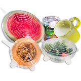 Silicone Lids 8 Pack Stretchable Reusable Durable Kitchen Gadget Dishwasher and Freezer Safe Preserve Food ClearWhite Normal PackCircular