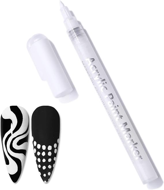 Nail Art Pens - Nail Art Graffiti Pen Nail Drawing Pen - Nail Varnish Pens - Quick Dry Fine Tips Nail Polish Pen for DIY Nail Art Decoration DIY Dot Line Pattern - White