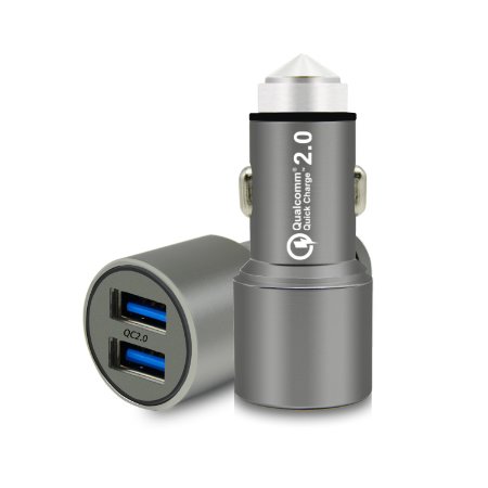 Quick Charge 20 Car Charger JDB 36W Dual Port Adaptive Fast Charger Adapter with 33 Ft Micro USB Cable for Galaxy S7S6Edge Note 45 Nexus 6 iPhone LG V10 Sony Z4 Tablet and More -Silver