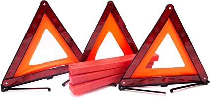 Fasmov Triple Warning Triangle Emergency Warning Triangle Reflector Safety Triangle Kit,3-Pack