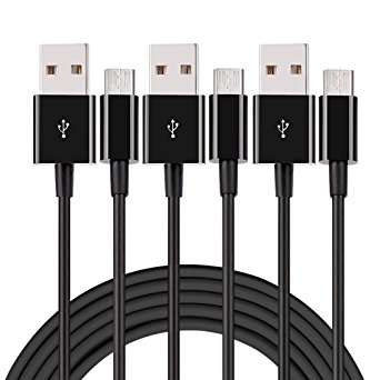 Micro USB Cable, 3-Pack 3.3ft Premium Micro USB Cable High Speed USB 2.0 A Male To Micro B Sync And Durable Charging Cable Samsung, HTC, Motorola, Nokia, Android, And More(Black)