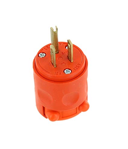 Leviton 515PV-OR 15 Amp 125V Grounding Plug, Orange