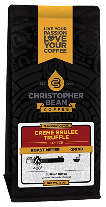 Christopher Bean Coffee Flavored Ground Coffee, Creme Brulee Truffle, 12 Ounce