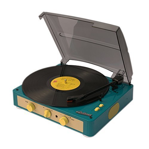Gadhouse Brad Vintage Record Player 3-speed Turntable Built in Bluetooth Stereo Speakers Headphone Jack Aux Input for Smartphone RCA Line Out Jacks Retro Green
