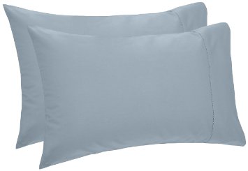 Pinzon 400-Thread-Count Hemstitch Egyptian Cotton Pillowcases - King, Smokey Blue (Set of 2)