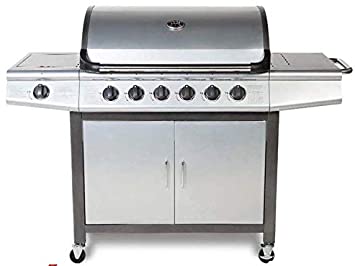 CosmoGrill barbecue 6 1 Pro Gas Grill BBQ (Silver with Cover)