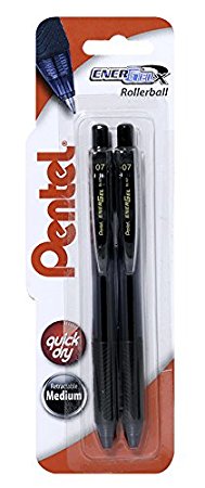 Pentel Energel-XBL107/2-A Retractable Gel Ink Roller Pen, 0.7 mm - Black (Pack of 2)