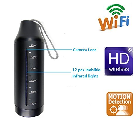 HD 720P Wireless Protable Wifi Hidden Spy camera Cup for iOS iPhone Android Phone APP Home Security Nanny Cam Motion Dection Night Vision Video Recorder