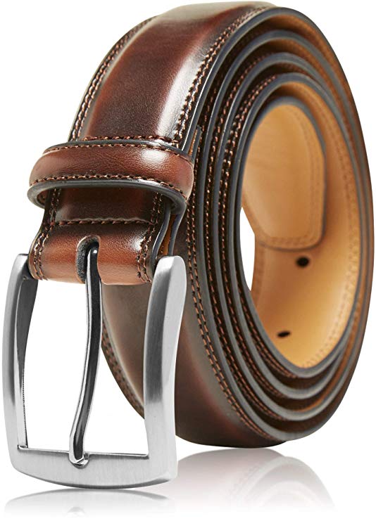 Genuine Leather Dress Belts For Men - Mens Belt For Suits, Jeans, Uniform With Single Prong Buckle - Designed in the USA