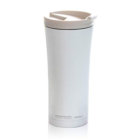 Asobu v700 White Manhattan Insulated Stainless Steel Coffee Mug - Large 17 oz Best Travel spill proof Coffee Cup Bpa Free