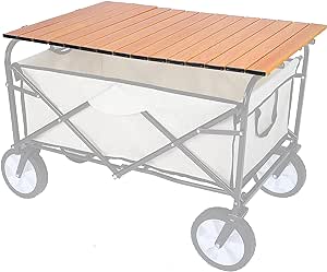 YSSOA Aluminum Alloy Collapsible Heavy Duty Garden Cart Board Desktop Metal Foldable Wagon Board for Camping, Wood Grain