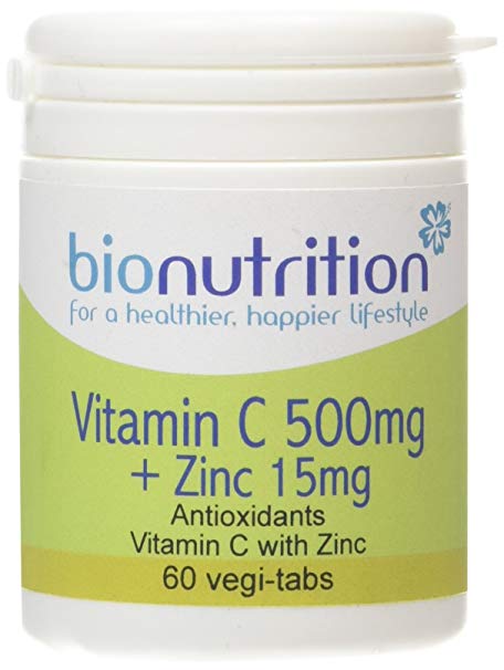 Bio Nutrition Vitamin C 500mg   Zinc 15mg - Antioxidant and Immune vitamin and mineral combination - 60 vegi-tabs
