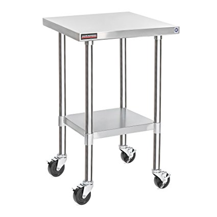 DuraSteel 24" x 24" x 35" Height Worktable Stainless Steel Food Prep With 4 Caster Wheels Work Table- Commercial Grade Work Table - Good For Restaurant, Business, Warehouse, Home, Kitchen, Garage