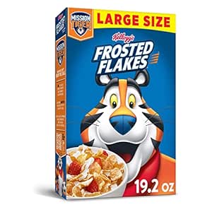 Frosted Flakes Breakfast Cereal, 8 Vitamins and Minerals, Kids Snacks, Large Size, Original, 19.2oz Box (1 Box)