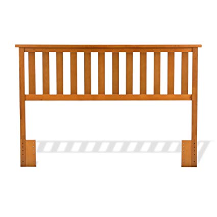 Fashion Bed Group Belmont Wood Headboard Panel with Flat Top Rail and Slatted Grill Design, Maple Finish, Full / Queen