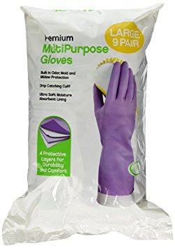 Clean Ones Premium Multi Purpose Rubber Gloves, Large (Pack of 9 pairs)