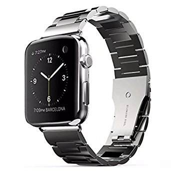 Band for Apple Watch, MroTech Apple Watch Strap Stainless Steel Metal Replacement Link Bracelet Polishing iWatch Wrist Band with Double Button Folding Clasp for Apple Watch (42mm Space Gray)