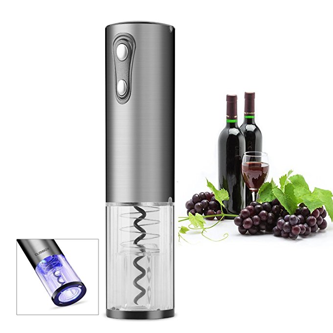 Electric Wine Bottle Opener with Foil Cutter, CUSIBOX Stainless Steel Electric Wine Bottle Opener with USB Charging Cable