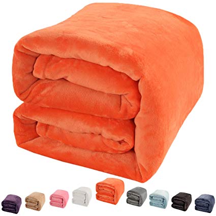 Shilucheng Luxury Fleece Blanket Super Soft and Warm Fuzzy Plush Lightweight Queen Couch Bed Blankets(Orange,Queen)