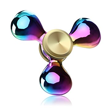 Fidget Spinner Toy,Aemotoy Multicolor Hand Spinner 3- 5 Minutes Spin Time Stainless Steel Bearing Tri-spinner Autism ADHD Focus Anxiety Relief Metal Fidget Toys - Rainbow