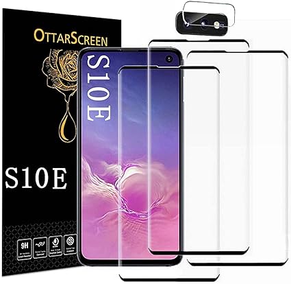 OttarScreen Galaxy S10e Screen Protector, 3 Pack Tempered Glass Screen Protector, 1 Pack Camera Lens Protector, Easy Installation, 3D Glass 9H Hardness Tempered Glass Screen Protector for Samsung Galaxy S10e Screen Protector【3 1 Pack 】