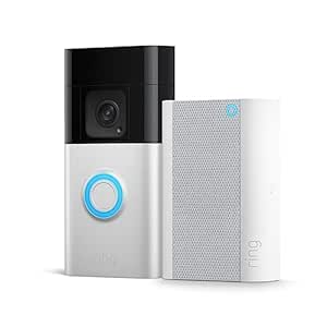 Ring sonnette vidéo Plus sans fil (Battery Video Doorbell Plus)   Chime | Sonnette extérieure sur batterie avec caméra vidéo HD 1536p, vision nocturne couleur, wifi | Essai Ring Protect gratuit 30 j.