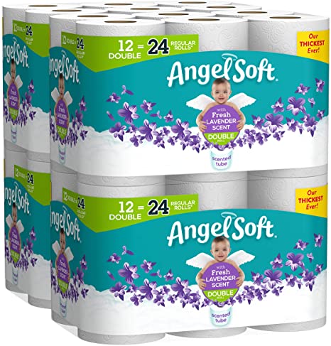 Angel Soft Toilet Paper with Fresh Lavender Scented Tube, 2-Ply Sheet Double Rolls, 12 Count of 214 Sheets Per Roll, Pack of 4 (79372)