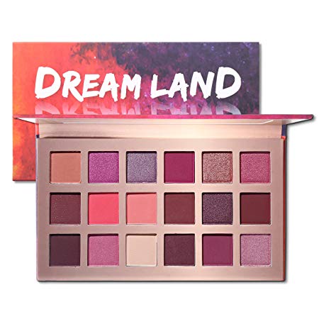 UCANBE Pro 18 Shimmer & Matte Pigmented Eyeshadow Palette - Pink Peachy Red Brown Metallic Glitter Eye Shadow Makeup Pallet