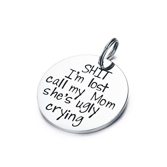 CJ&M Funny Pet Tag, Funny Dog Tag, Stainless Steel Pet Tags, Dog Collar Tag, Pet Tags, Dog Collar Tag, Sht I'm Lost My Mom Is Ugly Crying Dog Tag