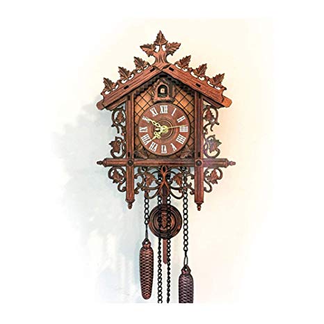 Wall clocks Cuckoo Clock with non Ticking,Swinging Pendulum and Carved Decorations.