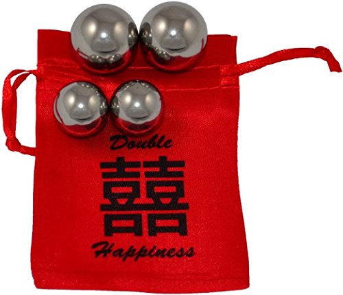 Double Happiness 3/4" and 1" Chinese Health Steel Balls~4 Ball Set