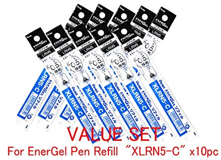 Pentel Refill Ink for EnerGel Liquid Gel Pen / 05mm Blue Ink / Value Set of 10 Refills (With Our Shop Original Product Description)