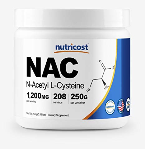 Nutricost N-Acetyl L-Cysteine (NAC) Powder, 250 Grams - Non-GMO, Made in The USA, 208 Servings