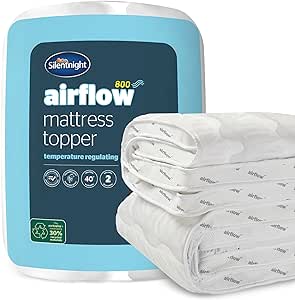 Silentnight Airflow 1000 Mattress Topper - Extra Thick Deep Fitted Mattress Enhancer with 10cm Thick Cushioning, Mesh Sides to Increase Airflow and Elasticated Straps - Super King - 200x180cm