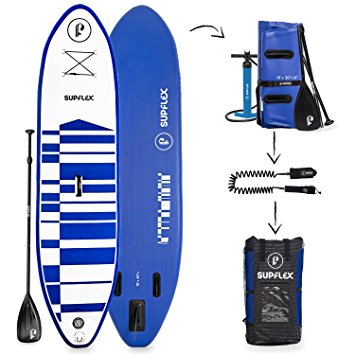 Supflex 10' Inflatable Stand Up Paddleboard (6" Thick) | 2-YR Warranty, includes Backpack, Paddle, HP Pump & Free Leash