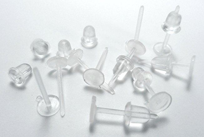 1 X Invisible Plastic Earrings Blank Pins Stud Findings DIY Supplies Back Post Earnuts Pad Nickel Free