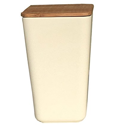 Clean Dezign Bamboo Fiber Canister Storage Jar with Airtight Bamboo Lid 44oz. (1-piece Large White)