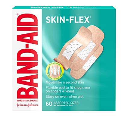 Band-Aid Brand Skin-Flex Adhesive Bandages for First Aid and Wound Care, Assorted Sizes, 60 ct