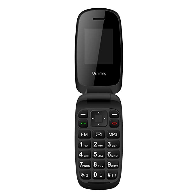 Ushining Unlocked Flip Cell Phone GSM 2G Dual SIM Dual Standby for Seniors - Black Red
