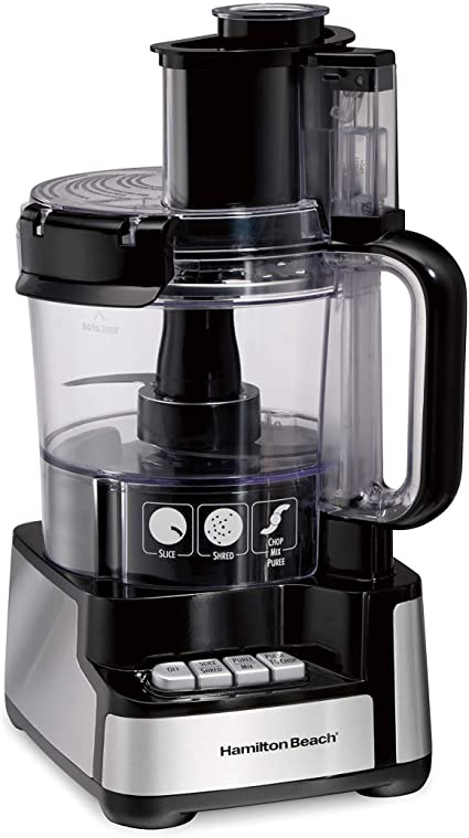 Hamilton Beach 70725A 12-Cup Stack & Snap Food Processor and Vegetable Chopper, Black (Renewed)