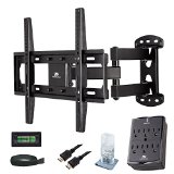 Mounting Dream MD2377-KT TV Wall Mount Bracket Kit with Full Motion Articulating Arm 15-Inch Extension for most of 26-55 Inches LED LCD and Plasma TVs up to VESA 400x400mm and 66lbs Black