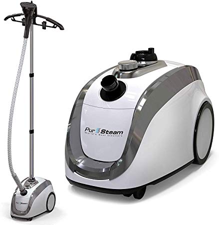 PurSteam - 2019 Official Partner of Fashion - Full Size Steamer for Clothes, Garments, Fabric - Professional Heavy Duty - 4 Steam Levels Producing Perfect Continuous Steam