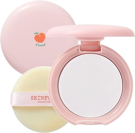 SKINFOOD Peach Cotton Pore Blur Pact - Sebum Control Pack with Silky Texture - Long Lasting Makeup Fixing - Pore Primer with Mineral Powder for Oily Skin - Pore Quick Minimizer (4g)
