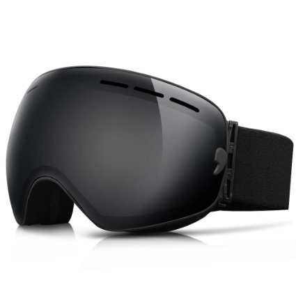 YAKAON Snowboard Skate Ski Goggles with Mirrored Detachable Dual Layer Lens and Anti-fog UV Protection Wide-angle Professional Spherical Ski Goggles