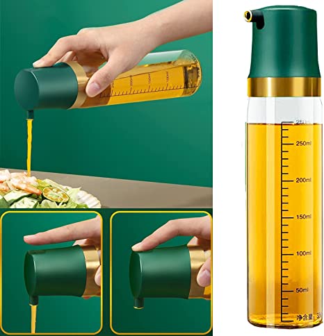 LayYun Superior Glass Oil and Vinegar Dispenser, Modern Olive Oil Dispenser, 330ml Clear Glass Oil Bottle for Olive Oil Vinegar Soy Sauce, 11 Oz. Cruet Set