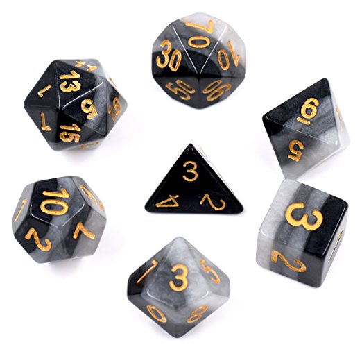 Hengda dice Polyhedral 7-Dice Set Gradient Color Gaming Dice for Dungeons and Dragons DND RPG MTG Table Games Dice