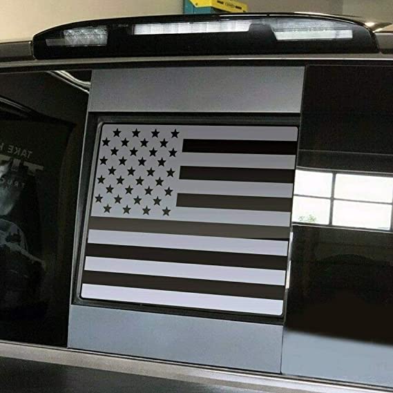 American Flag Middle Window Decals fits Nissan Titan | 2013 - 2021 | Matte Black | Precut & Free Tools