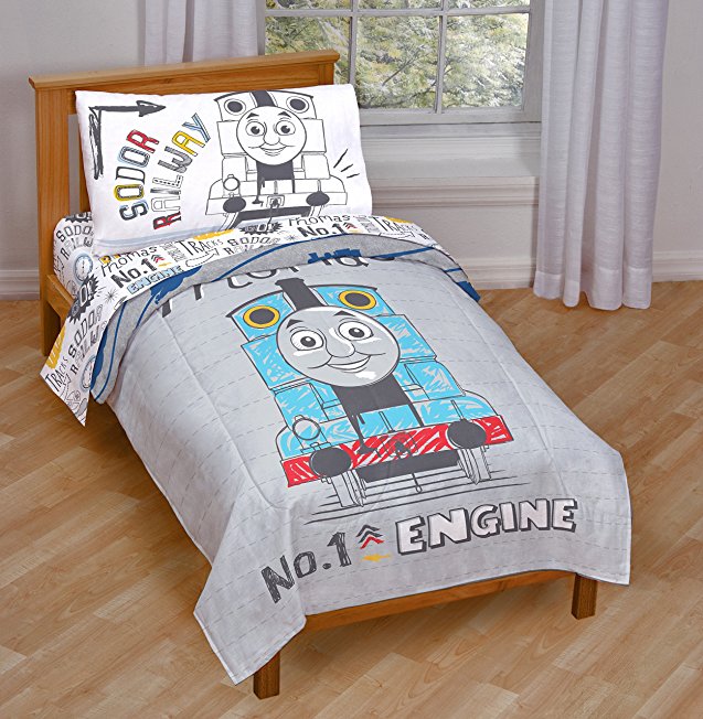 Thomas The Tank Engine 4 Piece Gray Toddler Bed Set