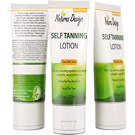 Self Tanning Lotion With Mango & Shea Butter - No More Tan Lines - Achieve Sunless Tanning Without A Tanning Salon - Ditch The Spray Tan & Avoid UV Rays & Streaks With Nature’s Design